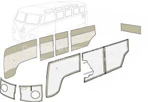 German quality 10 piece interior panel kit in dark grey vinyl Bus 55-67 - OEM PART NO: 211867983DG