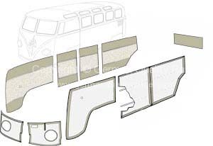 German quality 10 piece interior panel kit in Basalt grey/Silver beige Bus 55-67 - OEM PART NO: 221867002SB