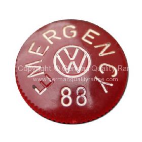 German quality emergency 88 marked hazard knob cover with VW logo Red 68-79 - OEM PART NO: 211953255C