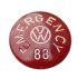German quality emergency 88 marked hazard knob cover with VW logo Red 68-79